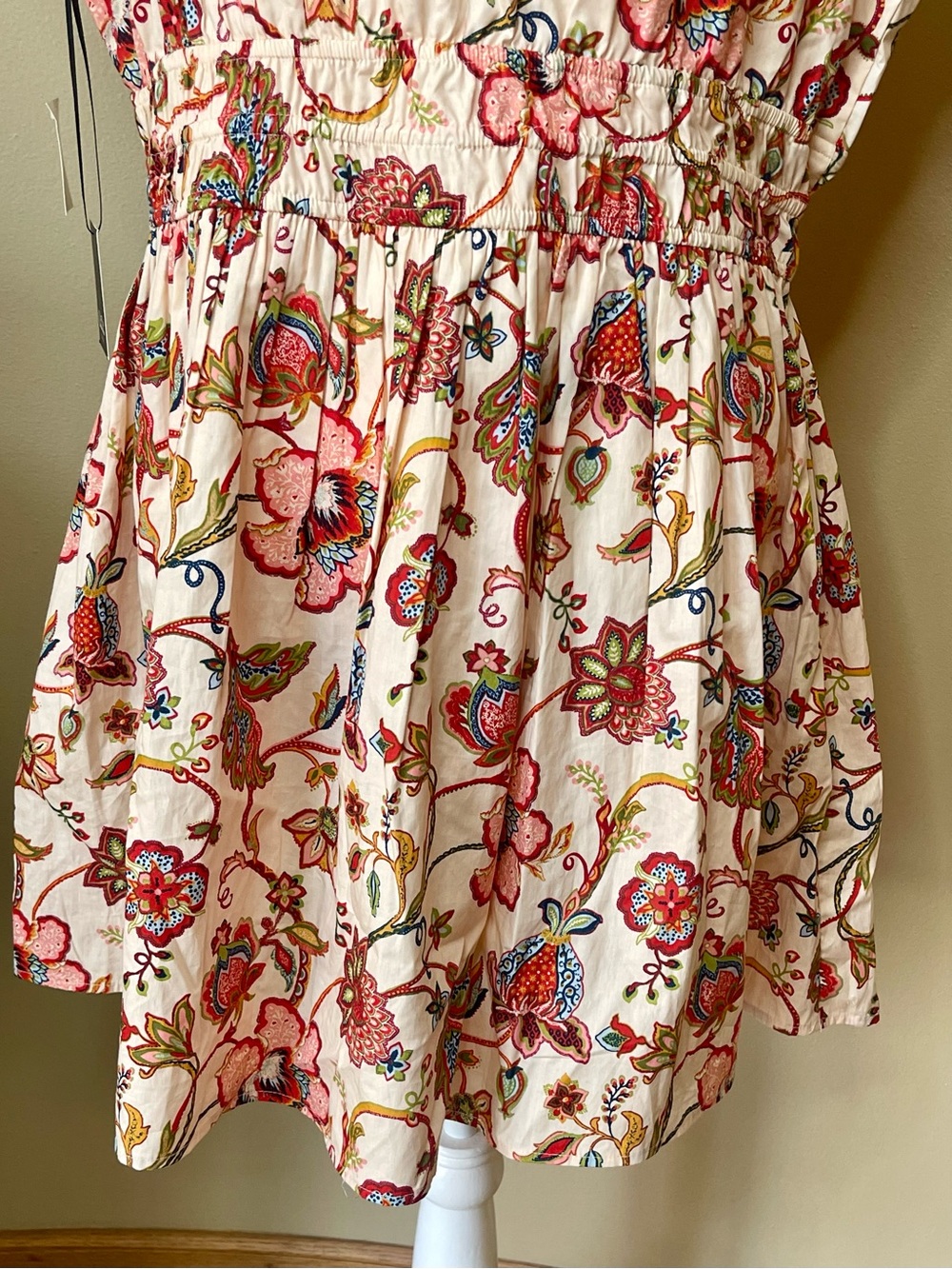 NWT CECE 💯 COTTON CAP SLEEVE MINIDRESS IVORY/POPPY RED WOMENS XL - Picture 9 of 14